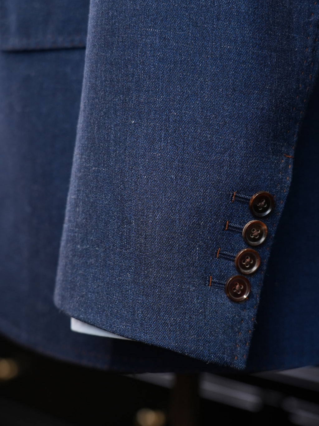 Denim Blue 100% Wool Notch Lapel Blazer