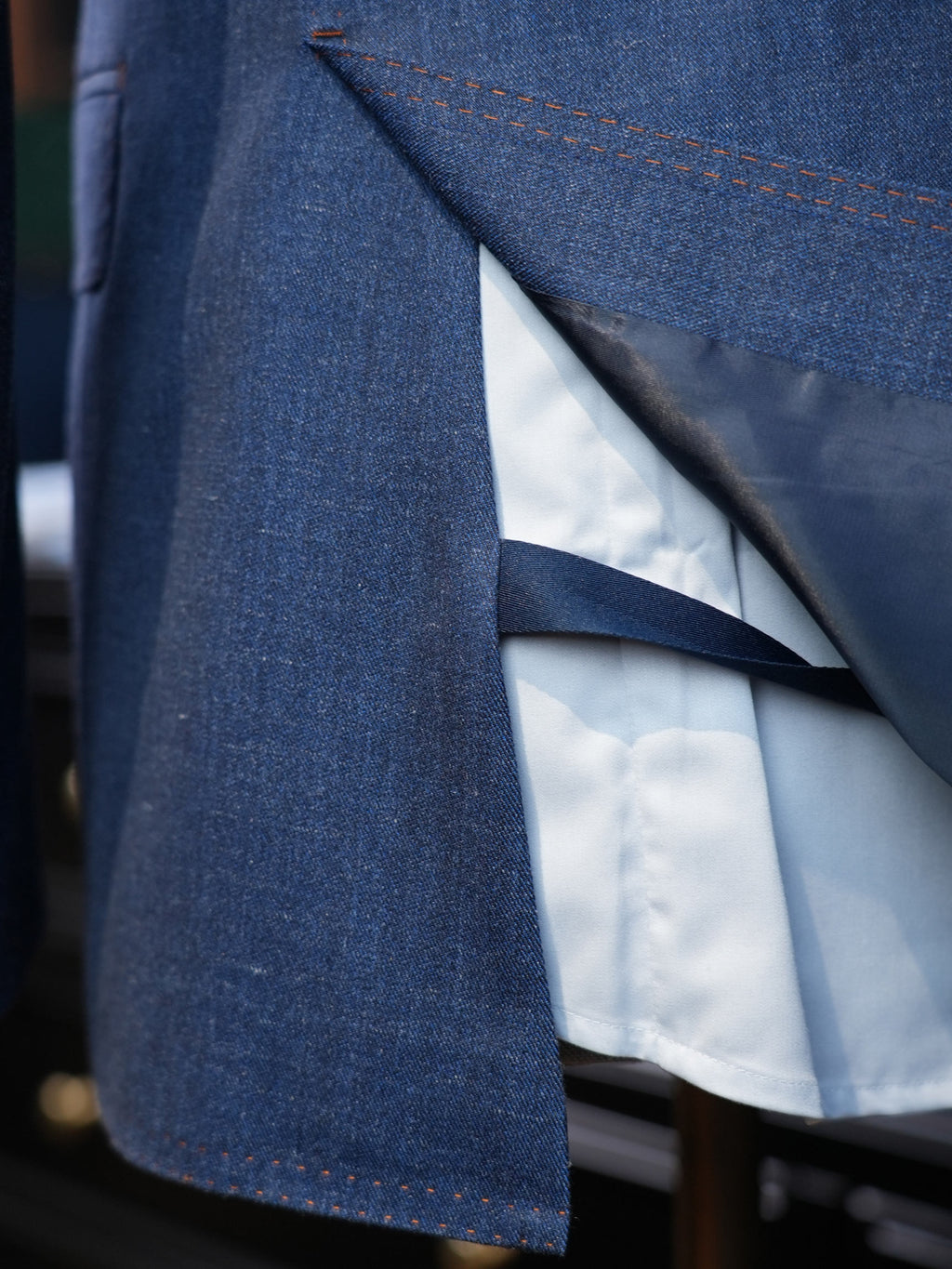 Denim Blue 100% Wool Notch Lapel Blazer
