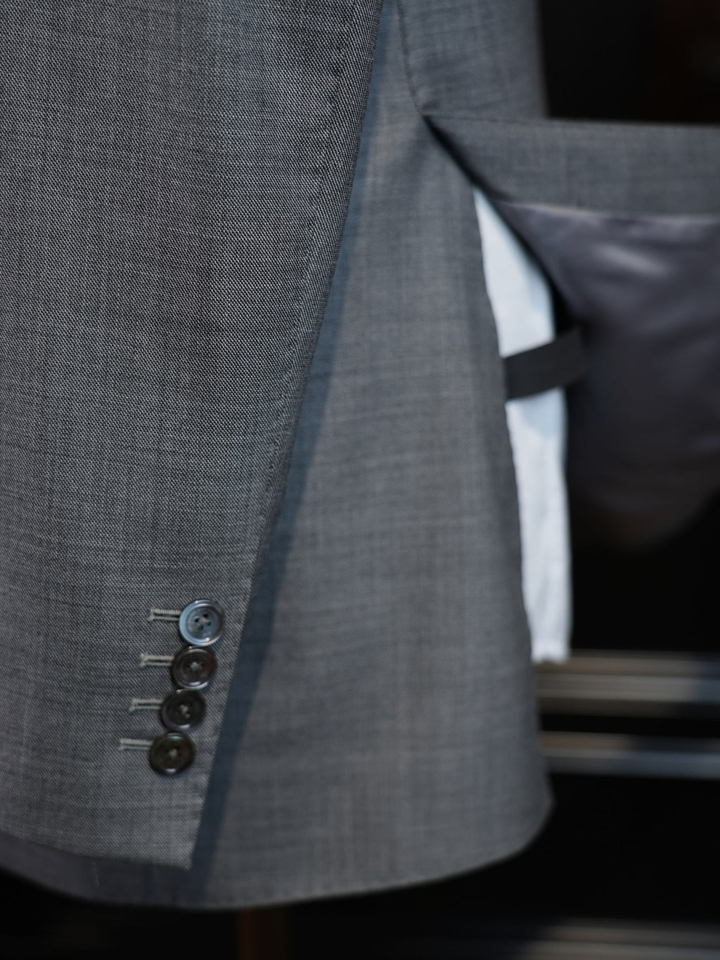 Medium Grey Plain Weave 100% Pure Wool Two-Piece Suit Jacket, Peak Lapel Formal Blazer for Asian Gentlemen