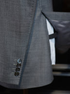 Medium Grey Plain Weave 100% Pure Wool Two-Piece Suit Jacket, Peak Lapel Formal Blazer for Asian Gentlemen