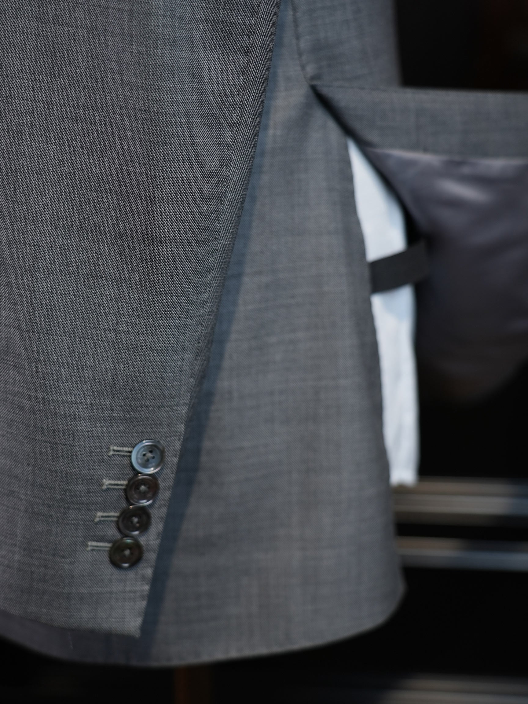 Medium Grey Plain Weave 100% Pure Wool Two-Piece Suit Jacket, Peak Lapel Formal Blazer for Asian Gentlemen