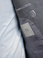 Medium Grey Plain Weave 100% Pure Wool Two-Piece Suit Jacket, Peak Lapel Formal Blazer for Asian Gentlemen