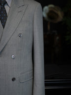 Grey flannel wool double-breasted six-button single blazer