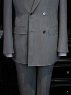 Grey flannel wool double-breasted six-button single blazer