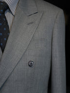 Grey flannel wool double-breasted six-button single blazer