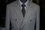 Grey flannel wool double-breasted six-button single blazer