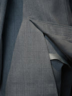 Grey flannel wool double-breasted six-button single blazer
