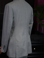 Grey flannel wool double-breasted six-button single blazer