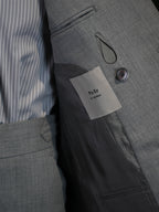 Grey flannel wool double-breasted six-button single blazer
