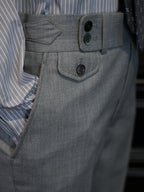 Men’s Grey 100% Wool Flannel High‑Waisted Tapered Trousers