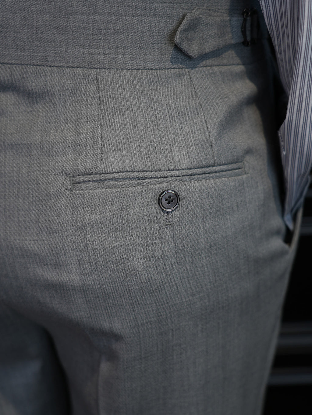 Men’s Grey 100% Wool Flannel High‑Waisted Tapered Trousers