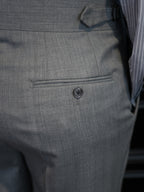 Men’s Grey 100% Wool Flannel High‑Waisted Tapered Trousers