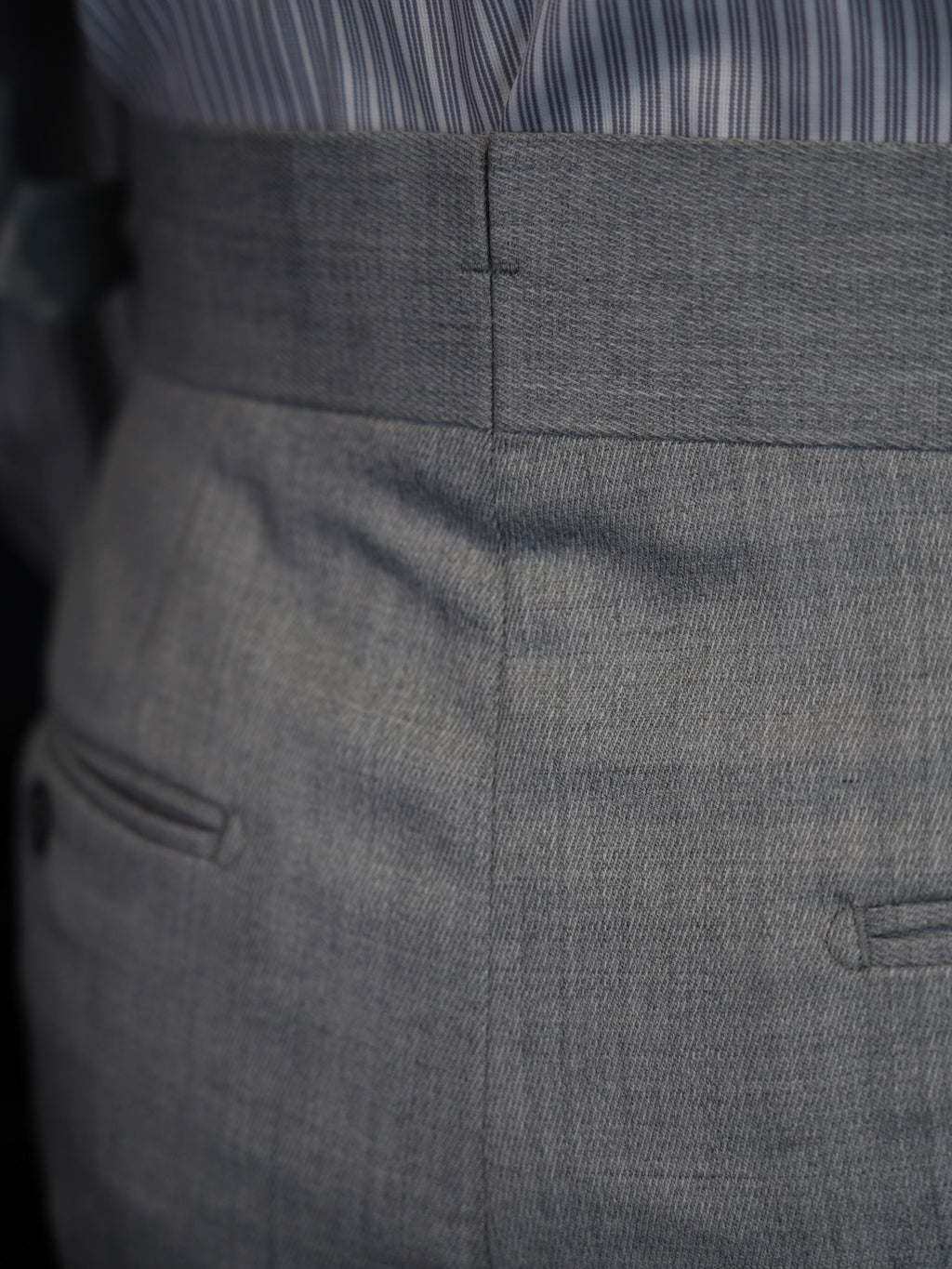 Men’s Grey 100% Wool Flannel High‑Waisted Tapered Trousers
