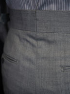 Men’s Grey 100% Wool Flannel High‑Waisted Tapered Trousers