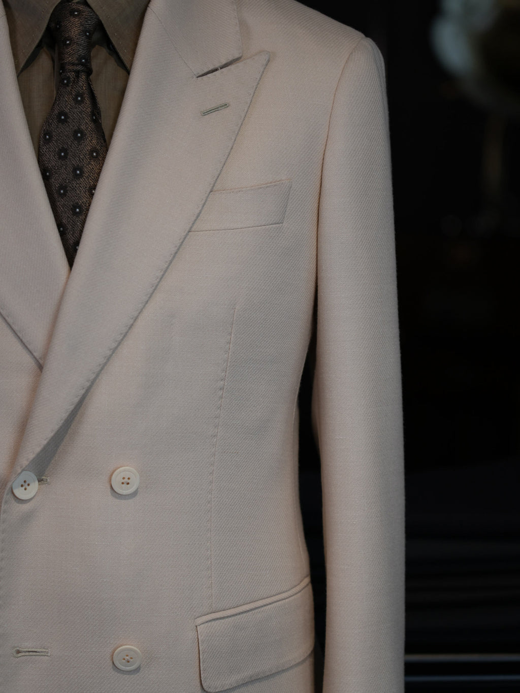 Men’s Cream 100% Wool Double Breasted Blazer | High-End Factory Crafted Smart Casual Jacket