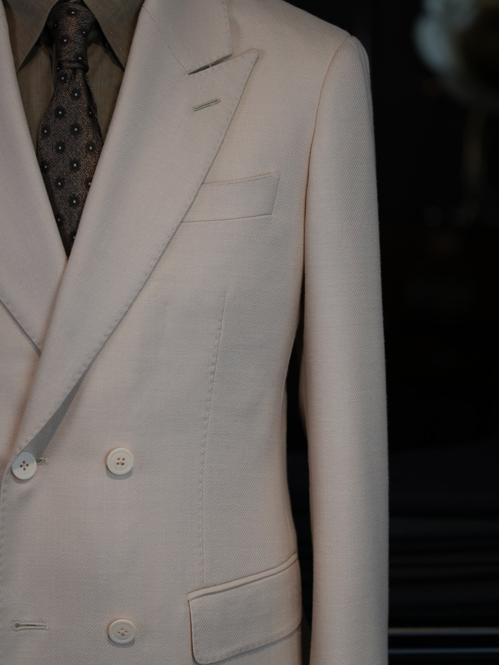 Men’s Cream 100% Wool Double Breasted Blazer | High-End Factory Crafted Smart Casual Jacket
