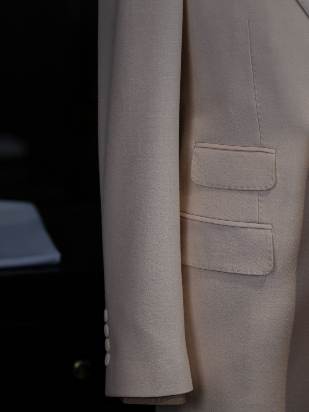 Men’s Cream 100% Wool Double Breasted Blazer | High-End Factory Crafted Smart Casual Jacket
