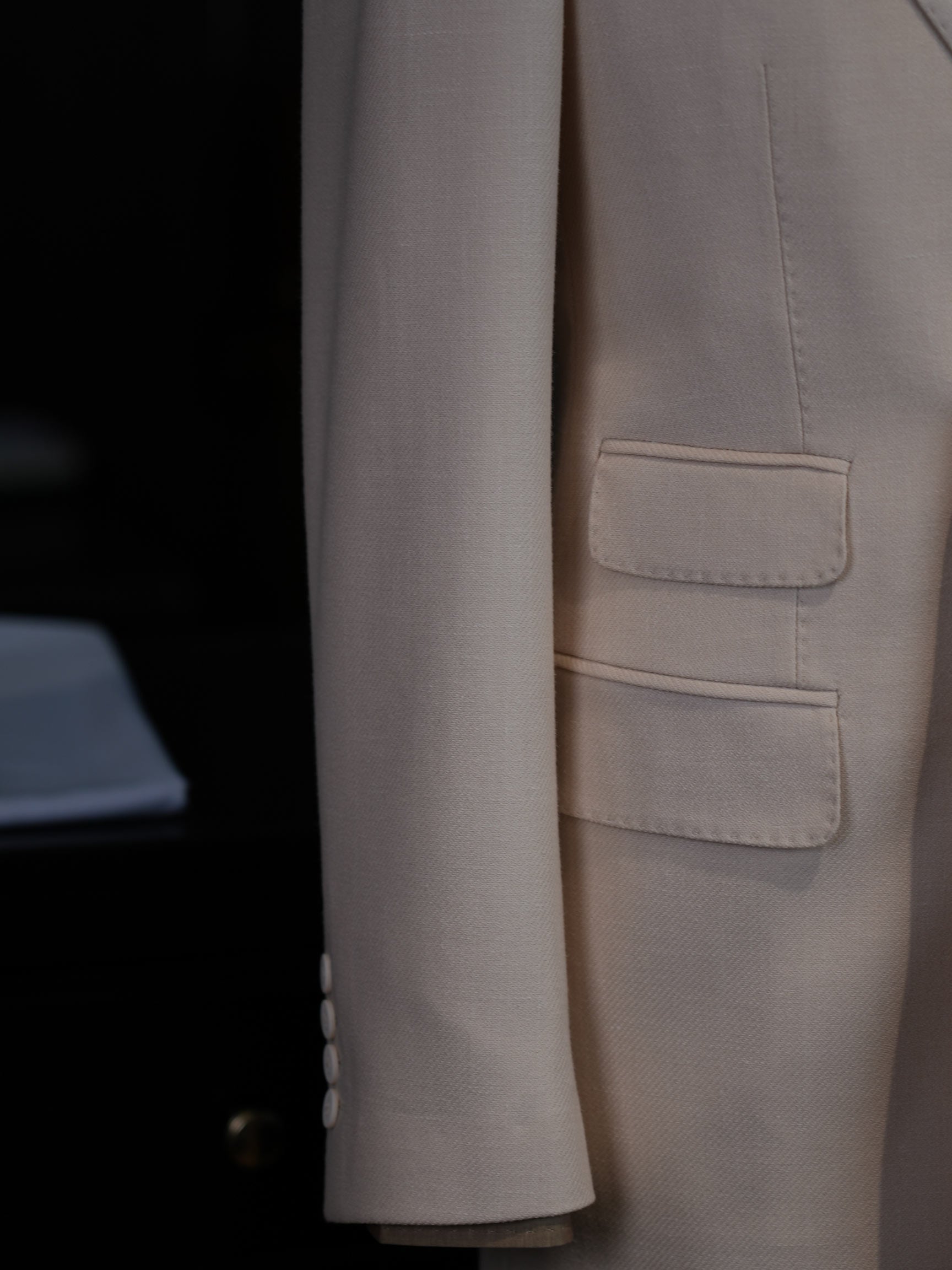 Men’s Cream 100% Wool Double Breasted Blazer | High-End Factory Crafted Smart Casual Jacket