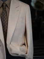 Men’s Cream 100% Wool Double Breasted Blazer | High-End Factory Crafted Smart Casual Jacket