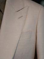 Men’s Cream 100% Wool Double Breasted Blazer | High-End Factory Crafted Smart Casual Jacket