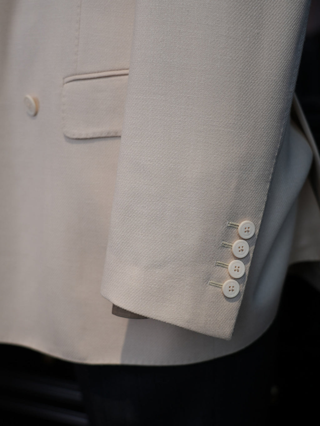 Men’s Cream 100% Wool Double Breasted Blazer | High-End Factory Crafted Smart Casual Jacket