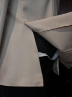 Men’s Cream 100% Wool Double Breasted Blazer | High-End Factory Crafted Smart Casual Jacket