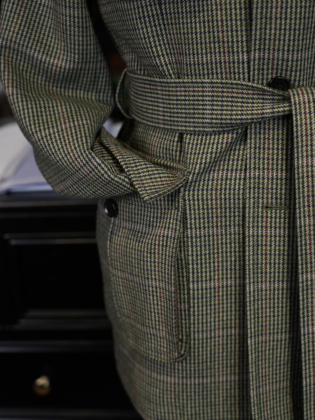 Vintage Green Tweed 100% Pure Wool Safari Jacket | Bespoke Cut for Athletic Broad Shoulders