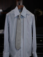 Men’s Business Blue Stripe Yarn‑Dyed 100% Cotton Long‑Sleeve Dress Shirt