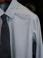 Men’s Fine‑Woven Grey Mini‑Check 100% Cotton Long‑Sleeve Dress Shirt
