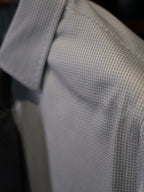 Men’s Fine‑Woven Grey Mini‑Check 100% Cotton Long‑Sleeve Dress Shirt