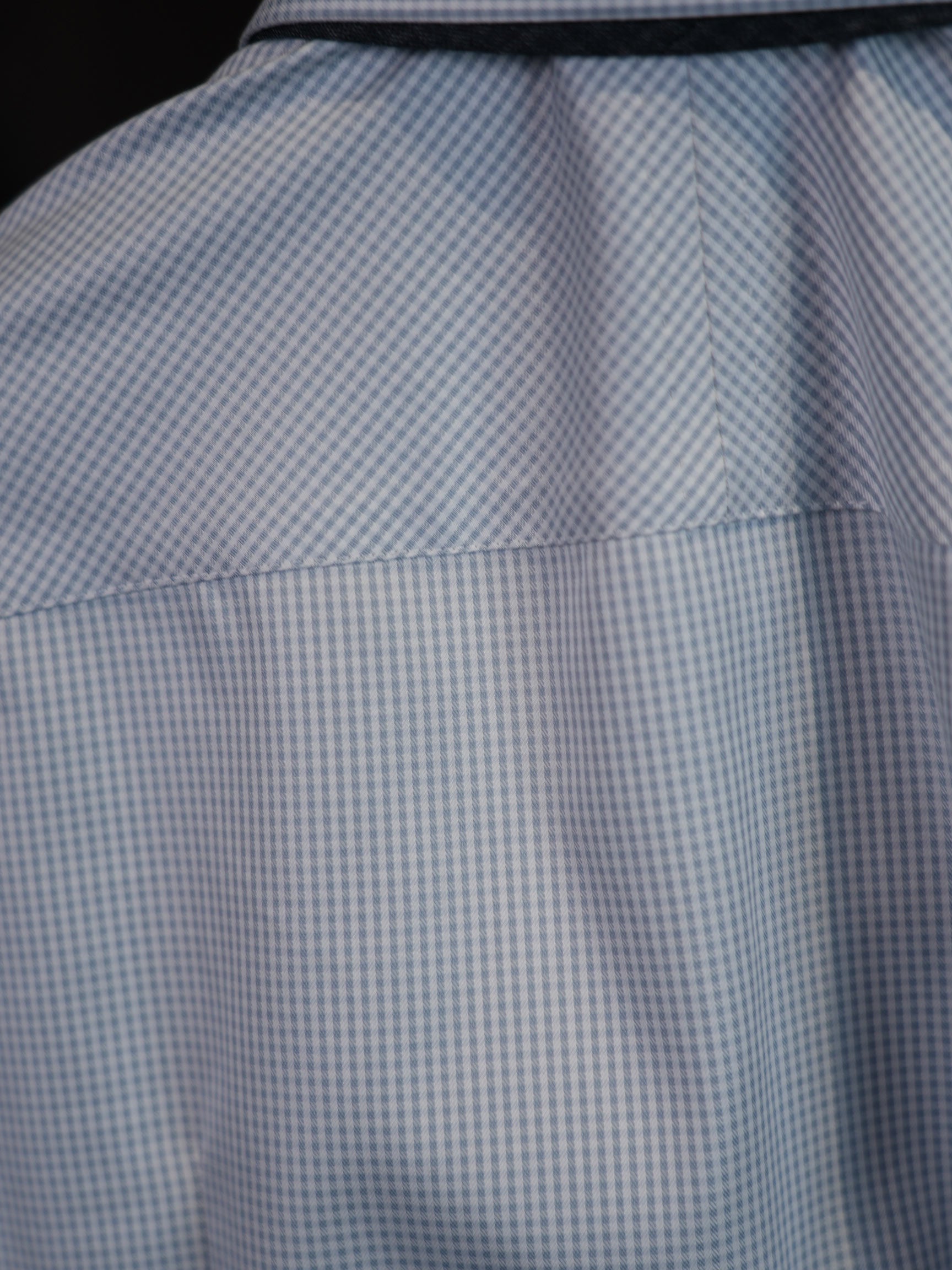 Men’s Fine‑Woven Grey Mini‑Check 100% Cotton Long‑Sleeve Dress Shirt
