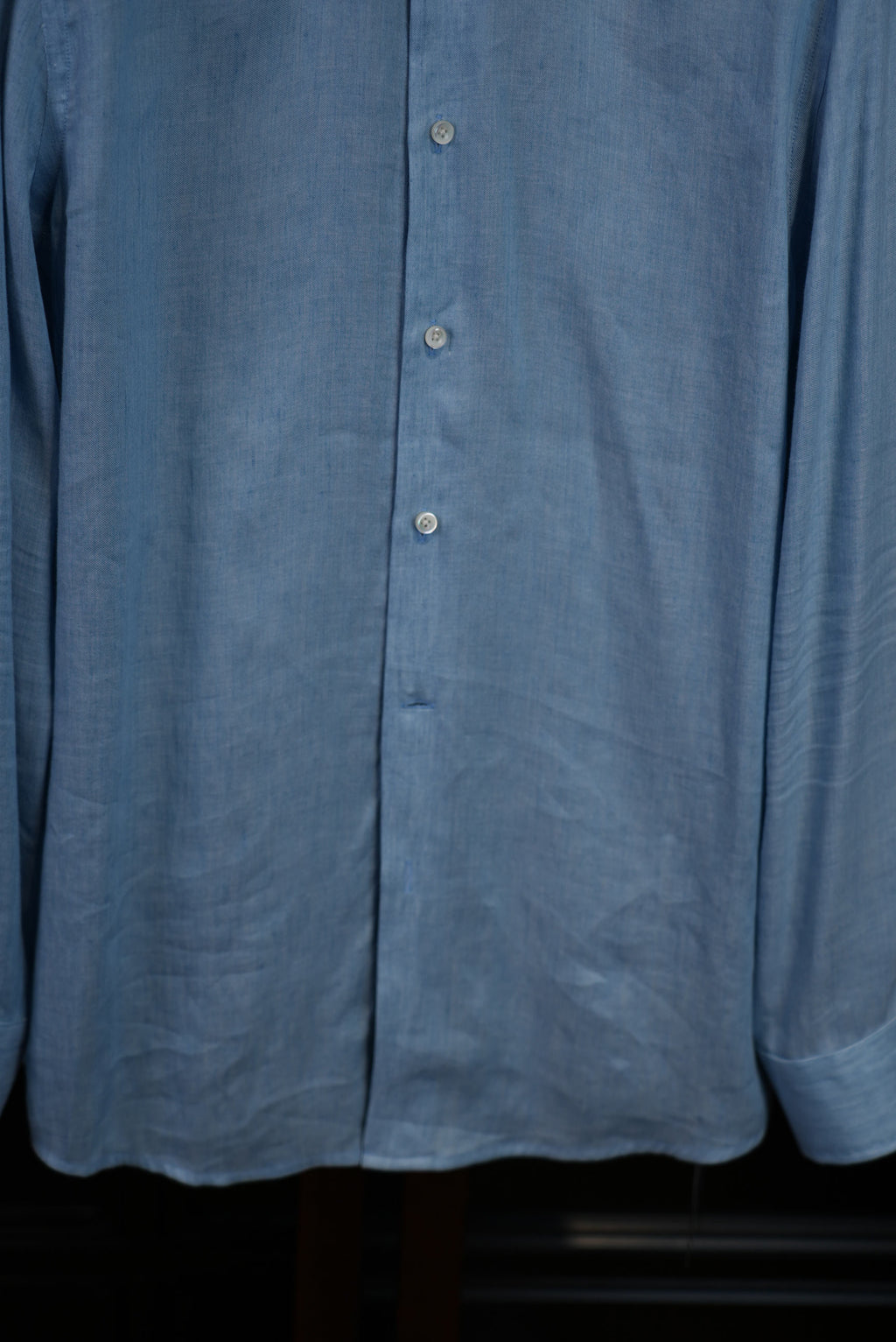 Men’s Blue AB‑Yarn Space‑Dyed 100% Cotton Long‑Sleeve Dress Shirt