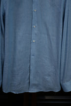 Men’s Blue AB‑Yarn Space‑Dyed 100% Cotton Long‑Sleeve Dress Shirt