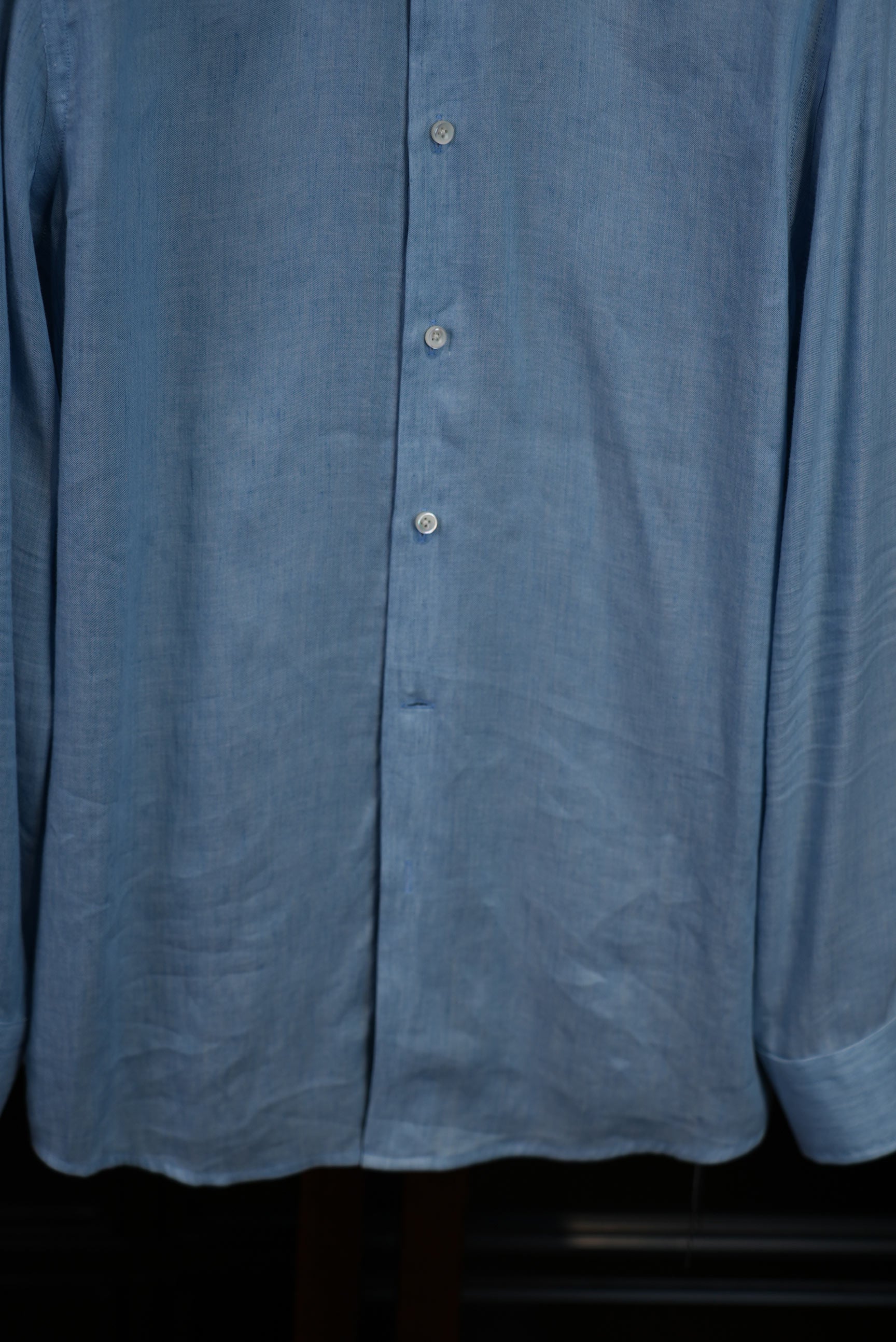 Men’s Blue AB‑Yarn Space‑Dyed 100% Cotton Long‑Sleeve Dress Shirt