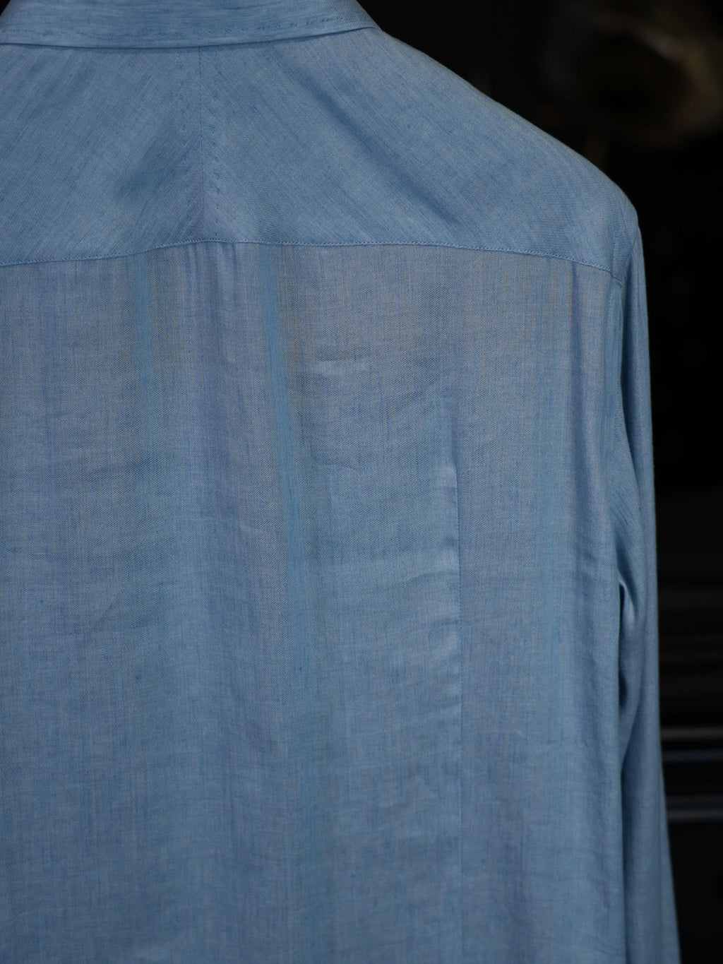 Men’s Blue AB‑Yarn Space‑Dyed 100% Cotton Long‑Sleeve Dress Shirt