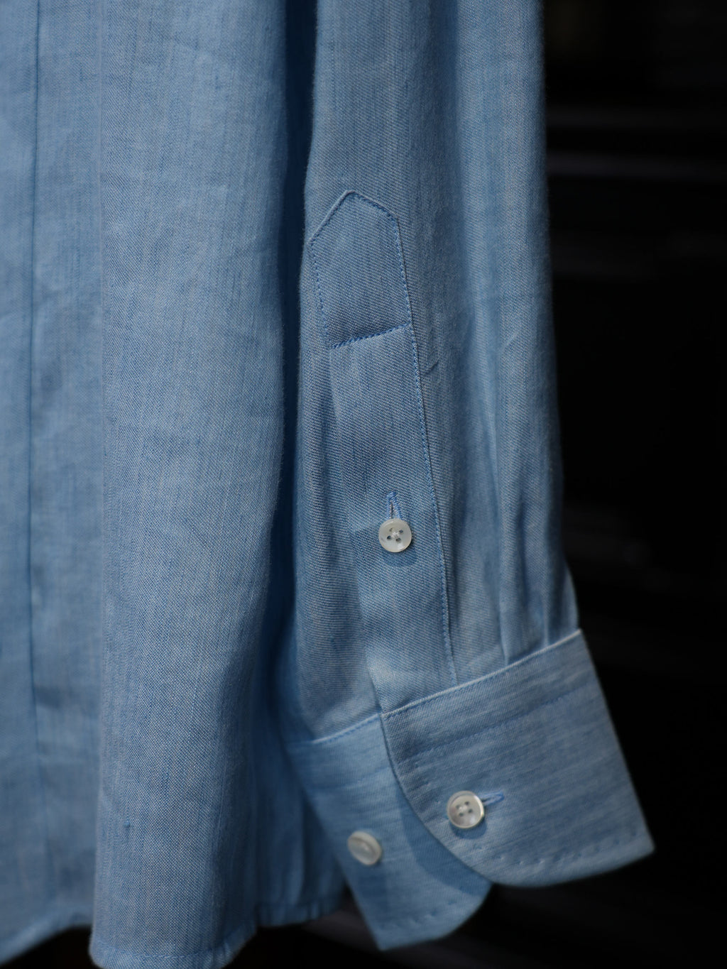 Men’s Blue AB‑Yarn Space‑Dyed 100% Cotton Long‑Sleeve Dress Shirt