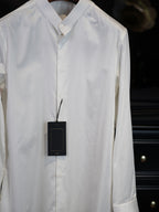 Men’s White 100% Cotton Stand Collar Dress Shirt, Long Sleeve Mandarin Collar Formal Business Shirt