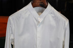 Men’s White 100% Cotton Stand Collar Dress Shirt, Long Sleeve Mandarin Collar Formal Business Shirt