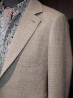 Italian imported beige woven texture patch pocket single blazer