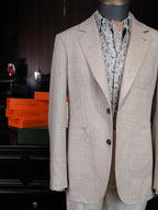 Italian imported beige woven texture patch pocket single blazer