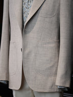 Italian imported beige woven texture patch pocket single blazer