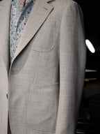 Italian imported beige woven texture patch pocket single blazer