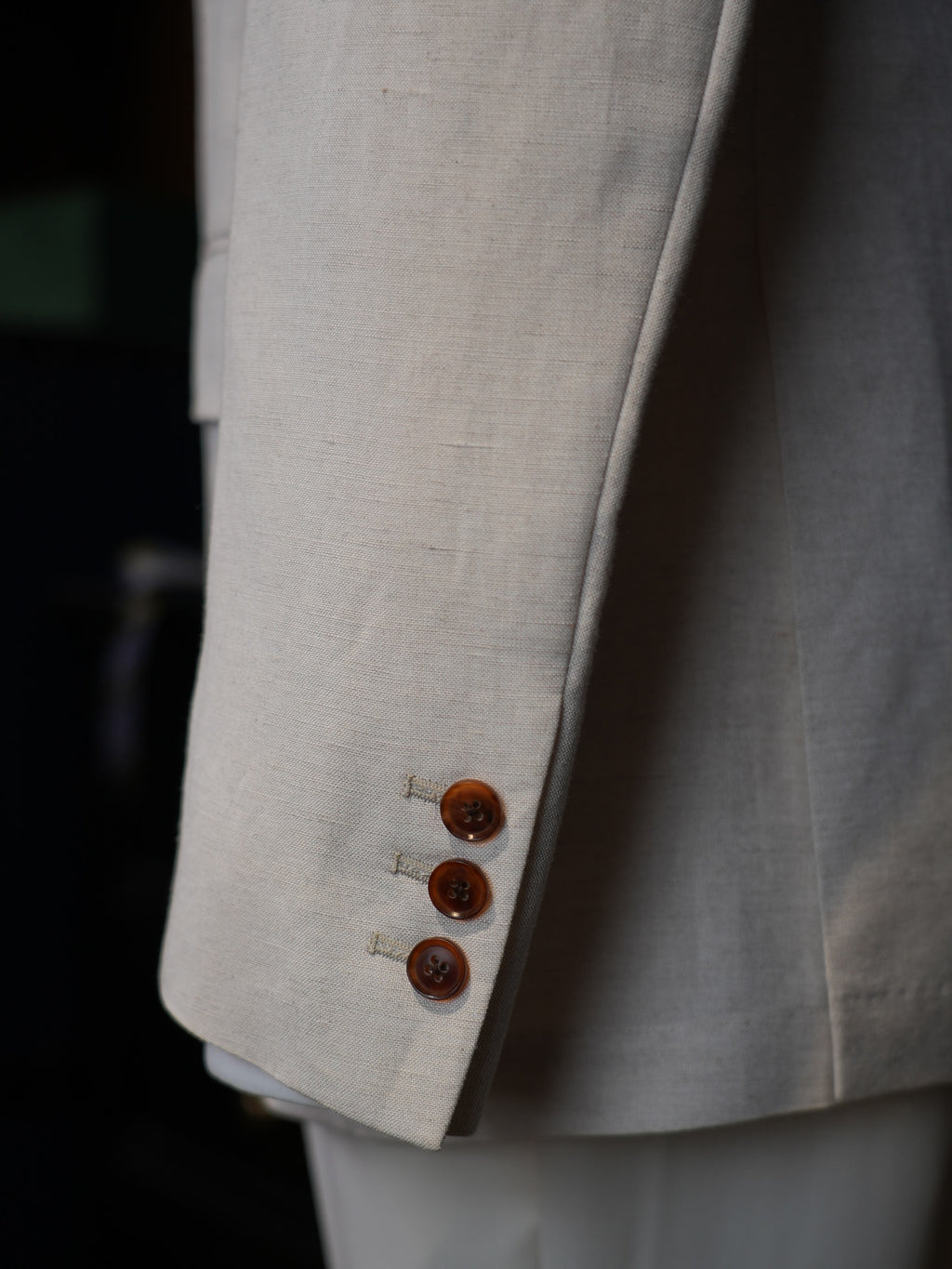 Beige Cotton Linen Casual Blazer For Gentlemen | In-House High-End Manufactory