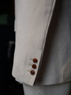 Beige Cotton Linen Casual Blazer For Gentlemen | In-House High-End Manufactory