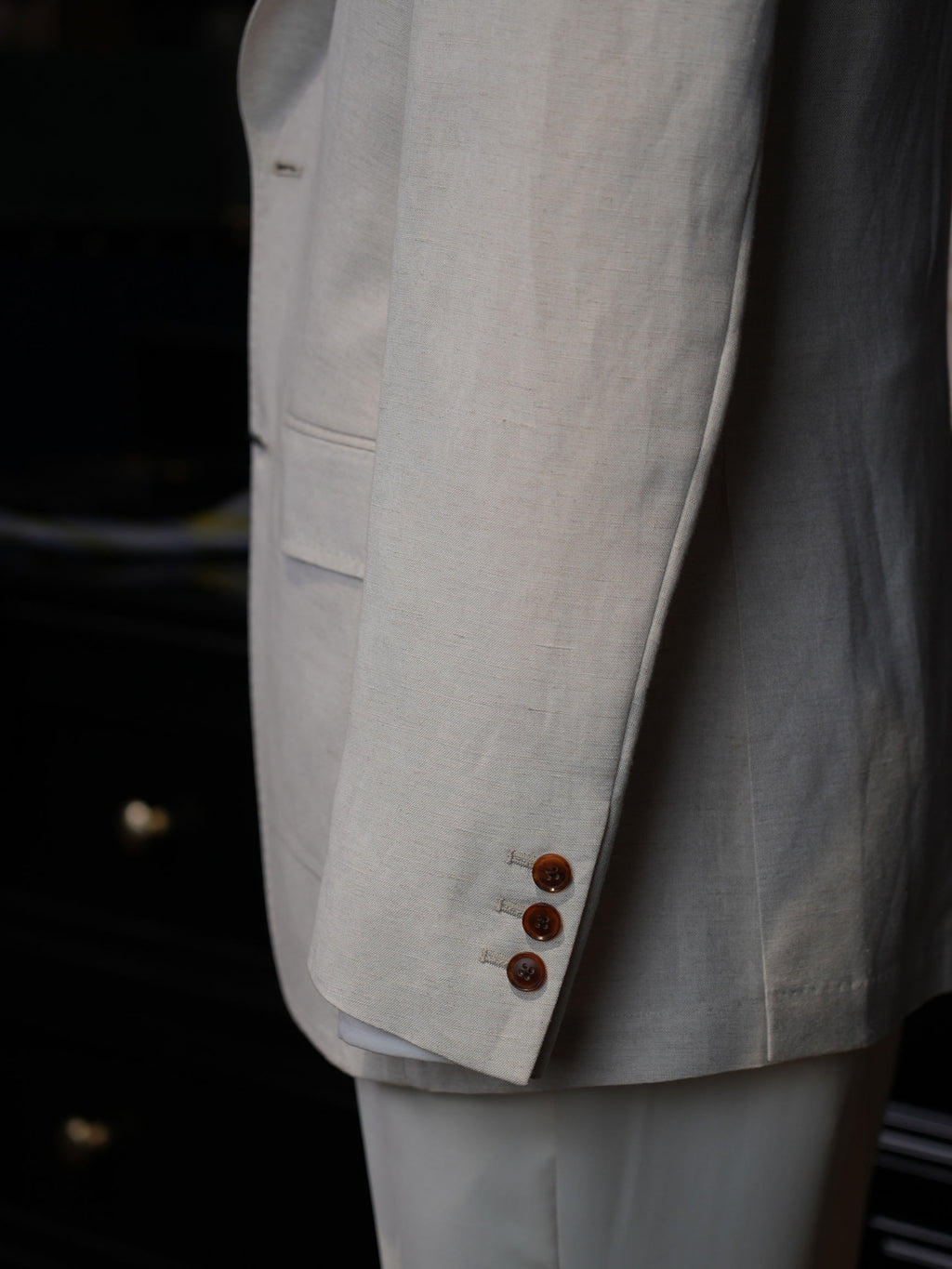 Beige Cotton Linen Casual Blazer For Gentlemen | In-House High-End Manufactory