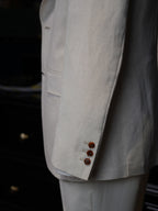 Beige Cotton Linen Casual Blazer For Gentlemen | In-House High-End Manufactory