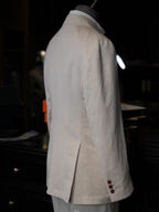 Beige Cotton Linen Casual Blazer For Gentlemen | In-House High-End Manufactory