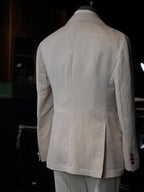 Beige Cotton Linen Casual Blazer For Gentlemen | In-House High-End Manufactory