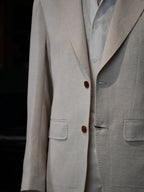 Beige Cotton Linen Casual Blazer For Gentlemen | In-House High-End Manufactory