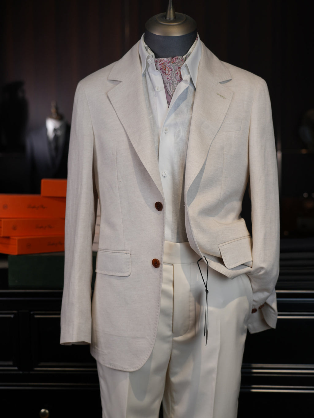 Beige Cotton Linen Casual Blazer For Gentlemen | In-House High-End Manufactory
